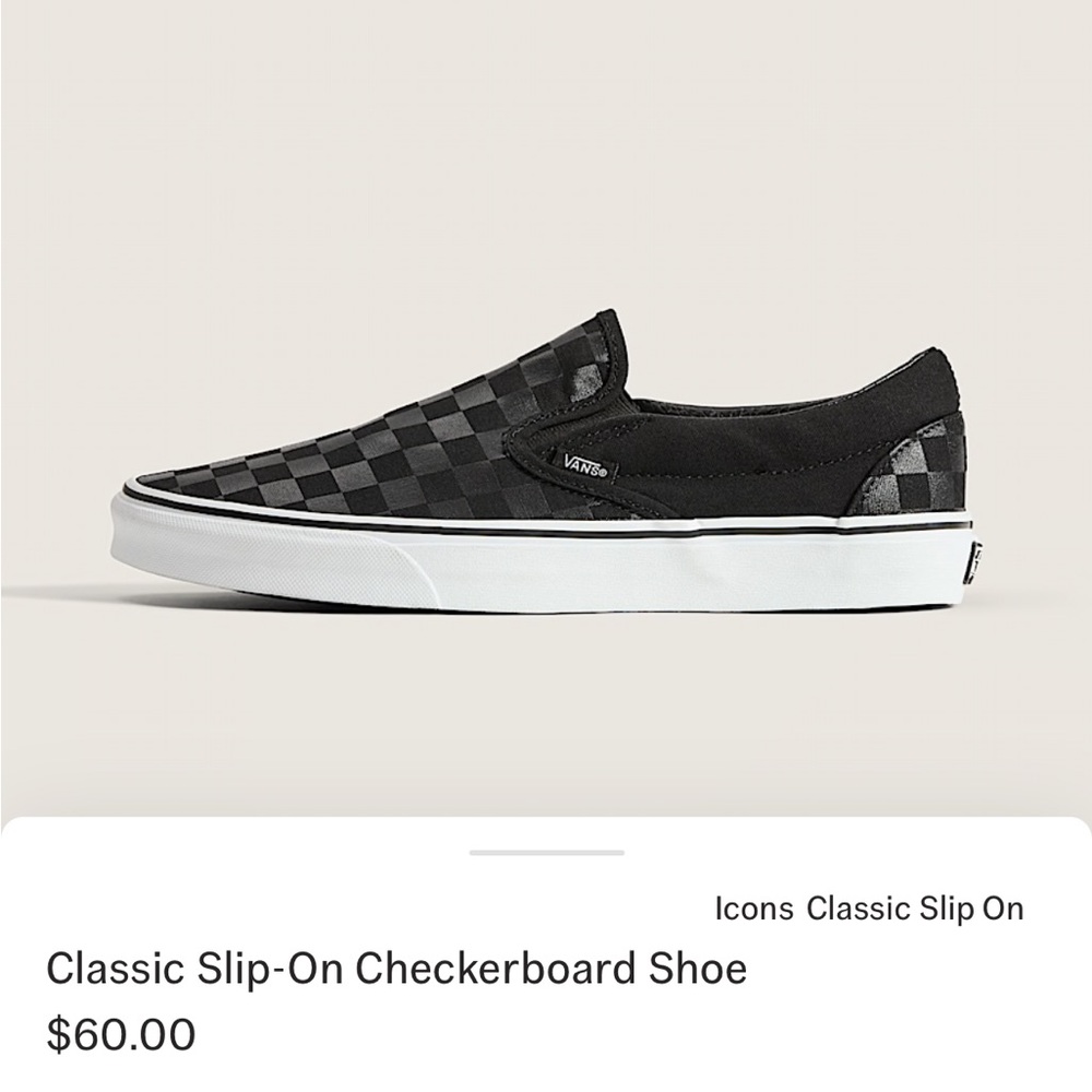 Vans Men's Black Checkerboard Slip-On Shoes